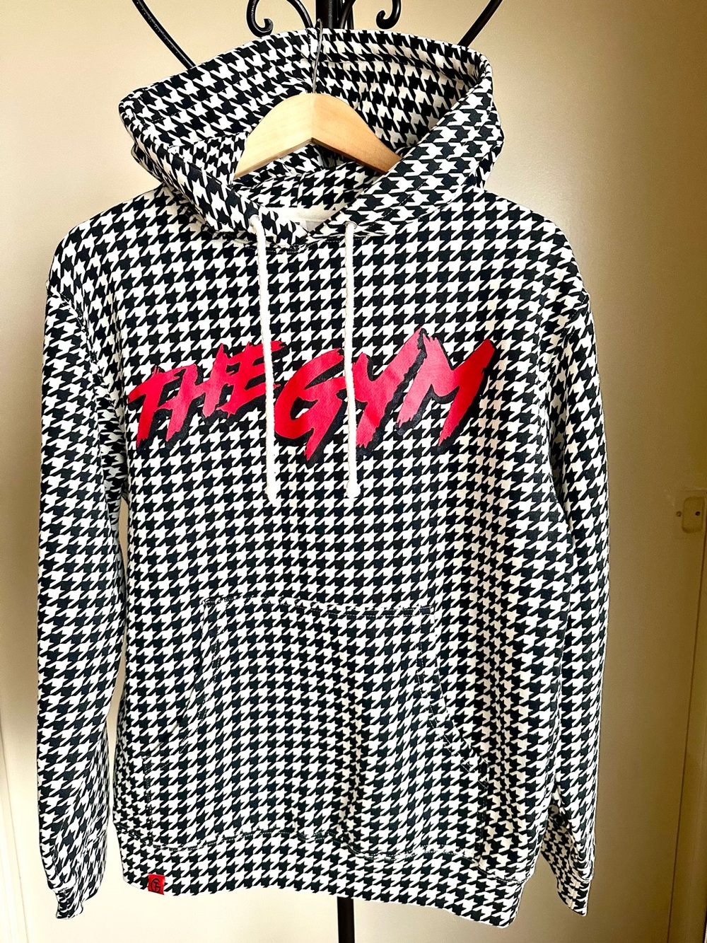 Independent Trading Company Houndstooth Hoodie with Red "THE GYM" Graphic